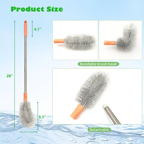 isshu 2-Pack Bucket Brush, Bottle Brush for Cleaning Extra Long Bottles, Gallon Jug Cleaner, Water Bottle Cleaner.