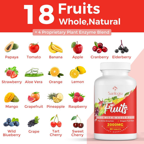 2000 MG Fruits and Vegetables Supplements - 120 Tablets, Natural Balance Over 35+ Whole Food Superfoods
