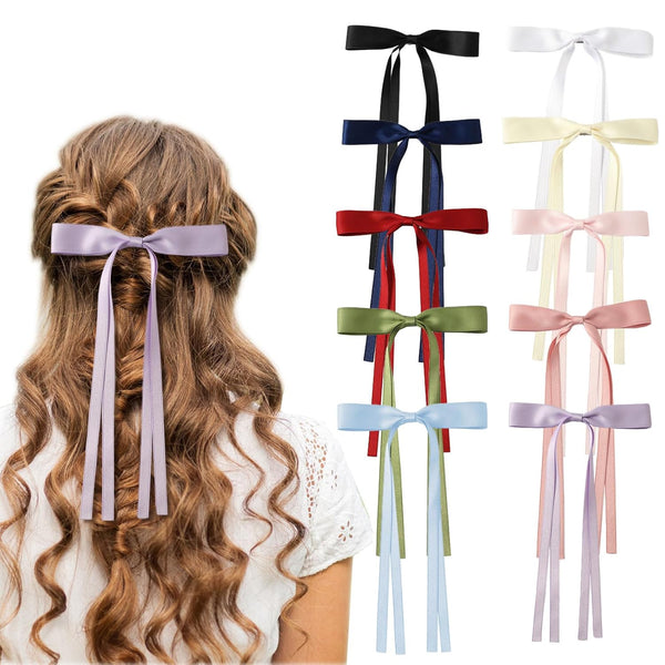 papasgix Hair Bows Clips for Women, Hair Ribbon Bows, Knot Hair Clips, Barrettes with Bow Accessories (10,