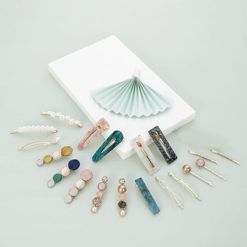 Mehayi 20 PCS Macaron Pearl Acrylic Resin Fashion Hair Clips Set, Cute Hair Barrettes Bobby Pins, Boho Fancy Hairpin