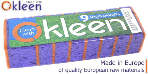 Multi Use Scrub Sponges 18 Pack, Purple and Orange, 4.3x2.8x1.4 inches, Heavy Duty Non Scratch Fiber, Odorless, Durable