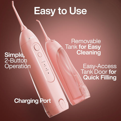 AquaSonic Icon Water Flosser for Teeth - Cordless Rechargeable Oral Irrigator, Waterproof, Portable Dental Cleaning,