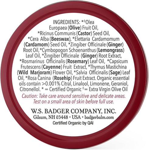 Badger Sore Muscle Rub, Organic Cayenne Pepper and Ginger Balm, Warming Muscle Relief, 0.75 oz (2 Pack)
