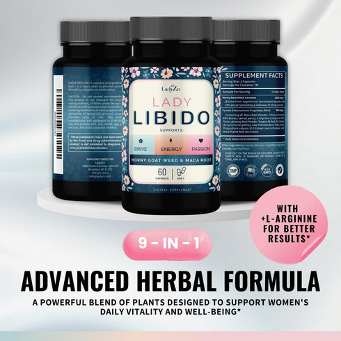 LadyZn 60 Lady Libido Supplement for Women Support Mood, Drive & Energy, with Hornygoatweed & Maca Root | Female Libido
