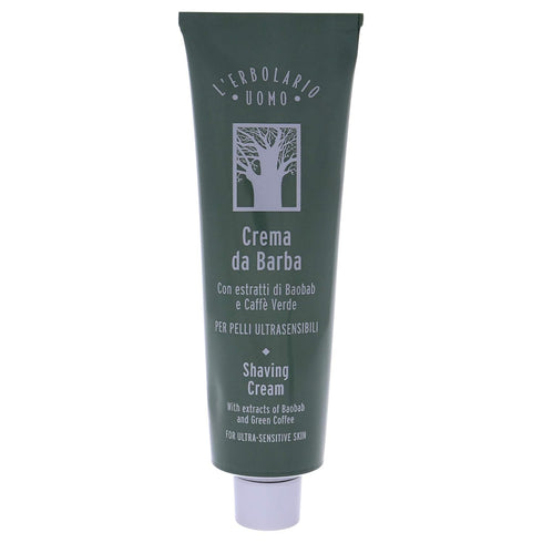 L'Erbolario Baobab and Green Coffee Shaving Cream, Non-Foaming for Gentle Shave, 5.07 Oz