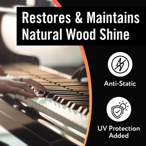 Piano Shine Polish & Cleaner 8 oz - Clean, Polish, Wax & Protect Glossy Pianos, UV Protectant