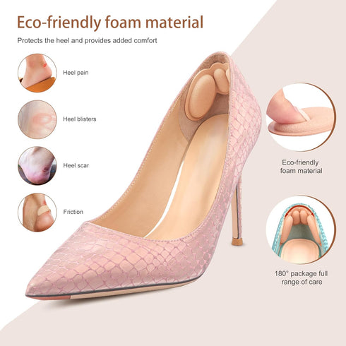 Heel Pads for Shoes That are Too Big, 4 Pairs Foamed Cotton Heel Cushions for Pain Relief & Improved Fit