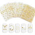 20 Sheets Gold Nail Art Stickers - Metallic 3D Self Adhesive Flower Diamond Designs for Women Nail Decorations