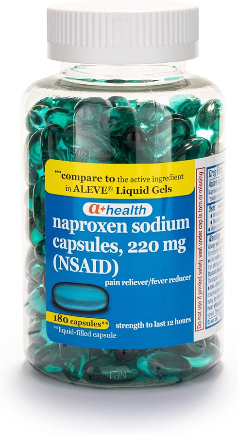 Naproxen Sodium 220 Mg Liquid Gels, Pain Reliever and Fever Reducer, 180 Count