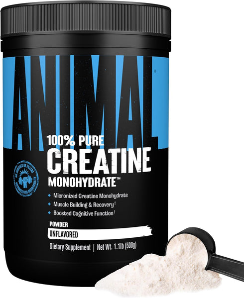 Animal Micronized Creatine Monohydrate Powder - Supports Muscle Growth, Endurance, Strength, Recovery for Men & Women,