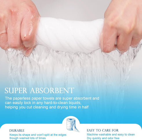 Poyday 50Pack 12x12In Reusable Paper Towels Washable Roll: Paperless Towels Tear Away Absorbent Cloth Paper Towels