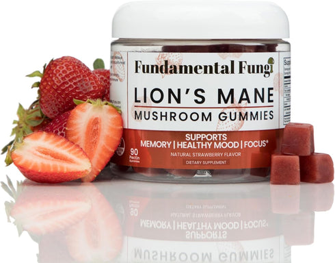 Gummies 90 Gummies 90 Gummys Organic Lion's Mane Mushroom | Servings | Brain Health, Focus, Clarity, & Memory Mushroom