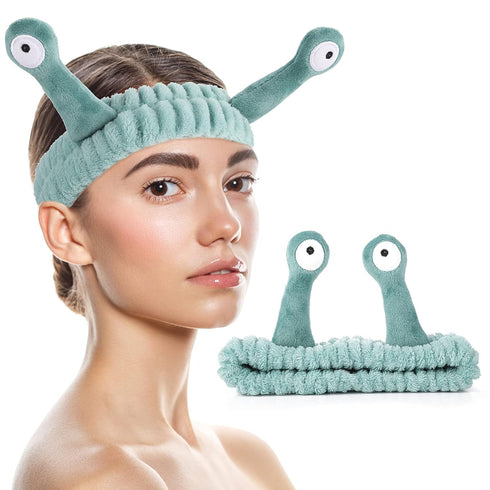 Spa Headband Facial Makeup Head Band Microfiber Soft Coral Fleece Hair Wraps, Cute Snail Cartoon Christmas Accessories