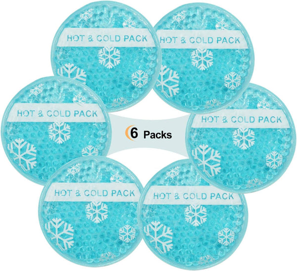 OLESILK Small Hot Cold Gel Packs, 6 Packs, Reusable Round Ice Pack for Hot and Cold Therapy, Kids Pain Relief