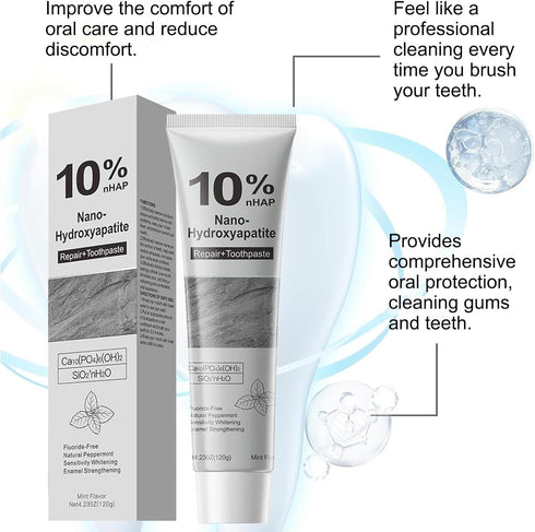 Vingtank 10% (2) Hydroxyapatite Toothpaste, Nano Hydroxyapatite Toothpaste, Natural and Fluoride-Free, Gentle on