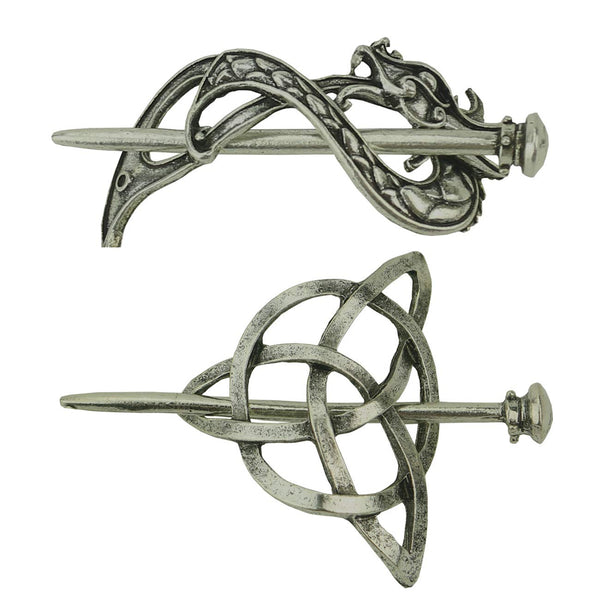 Tinsow Silver 2 Pcs Hair Clip Set, Creative Celtic Hair Slide Hairpins, Hair Accessories for Women (Style B S)
