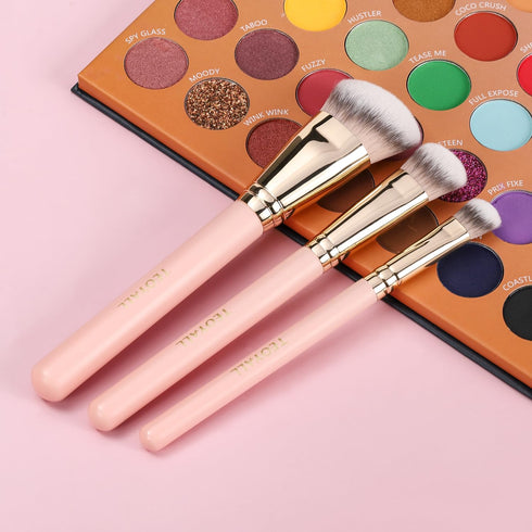 TEOYALL Flat Angled Foundation Brush, Large Kabuki Brush for Base Makeup with Dense Synthetic Bristles Liquid Cream