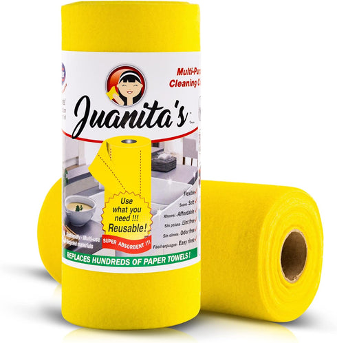 Juanitas Reusable Paper Towels - Washable Rolls, Ultra-Absorbent Cloth Paper Towels for Kitchen, Bathroom, Multiuse