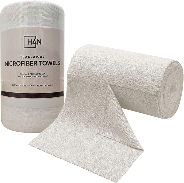 Microfiber Cleaning Cloth Roll, 85 Pack Tear-Away Towels, Reusable Cleaning Rags for Cars and Household Supplies