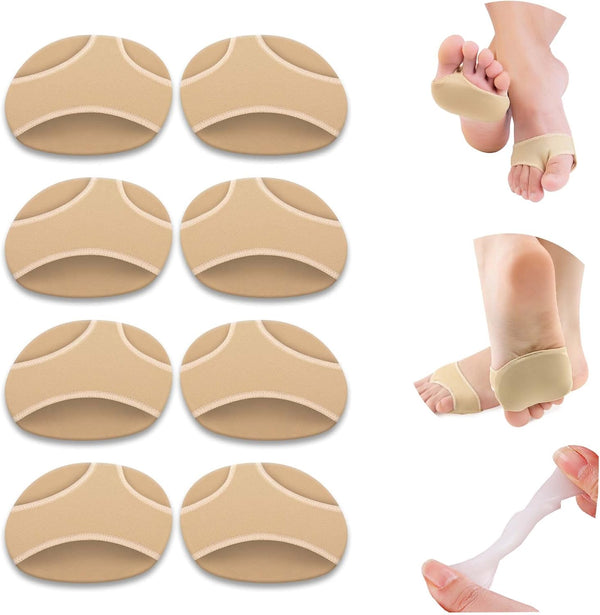 Ball of Foot Cushions for Women, 4 Pairs Fabric Metatarsal Pads for Pain Relief and Foot Health Care