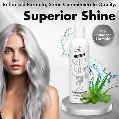 Softly Silver Shampoo, 2 in 1 Purple Restorative Hair Wash for Gray Hair, Adds Luster, Bounce & Body, with Panthenol