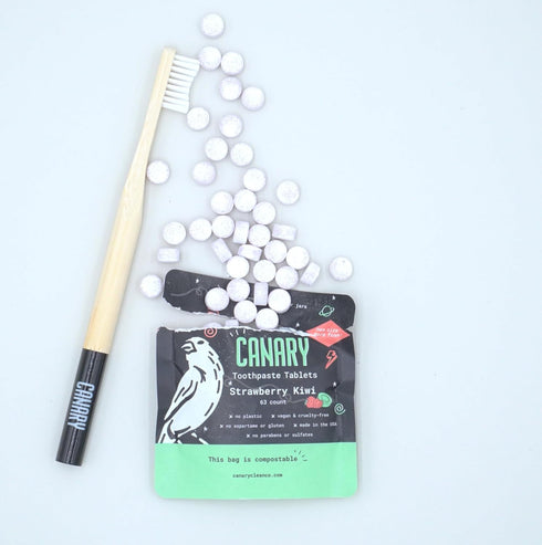 Canary Toothpaste Tablets Strawberry Kiwi - 189 Count Chewable Nano-Hydroxyapatite Teeth Cleaning Tablet, No Fluoride,