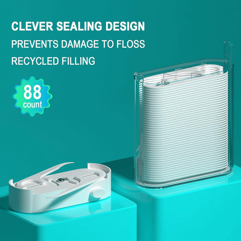 Holy Rose Dental Floss Picks Dispenser, Automatic Pop-Up Case with 88 Count Flossers for Clean Teeth Care