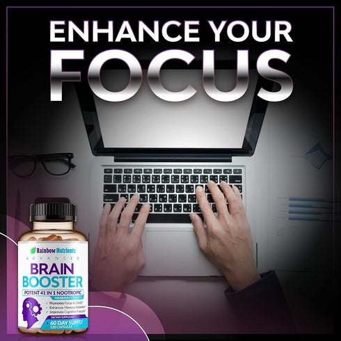 40-in-1 Brain Booster Supplements, Natural Nootropic Brain Support with DMAE, Bacopa Monnieri, 120 V Capsules
