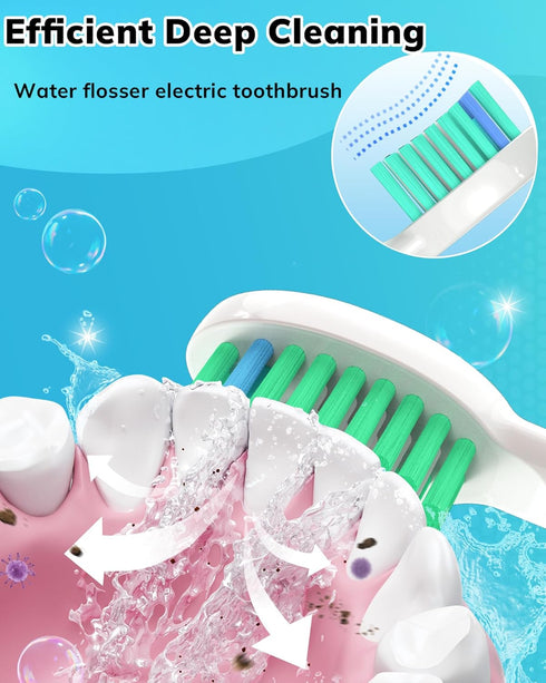 6 Pack Topkitfice Replacement Flossing Toothbrush Heads for Waterpik Sonic Fusion SF01/SF02, White