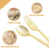 N9R 100 Pieces Gold Plastic Silverware Set, 50 Gold Spoons and 50 Forks for Parties, Catering, Weddings