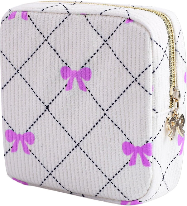 Teircno Period Bag for Women - Cute Corduroy Sanitary Napkin Storage Bag with