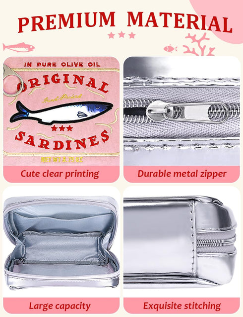 Cessfle Funny Sardine Tin Fish Makeup Bag - Creative Kawaii Cosmetic Pouch for Women & Coquette Make Up Storage