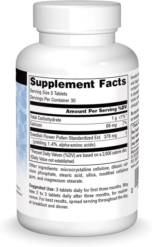 Source Naturals Swedish Flower Pollen Extract Supplement, 90 Tablets