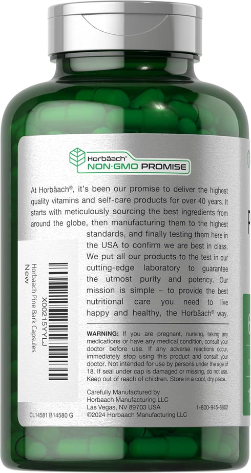 Horbaeach Pine Bark Extract, 6000 mg, 180 Capsules, Non-GMO Gluten Free Supplement