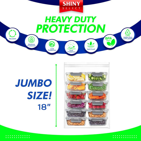 3-Gallon Double Zipper Jumbo Bags, 25 Count, 16x18, Heavy Duty Storage Bags for Baby Items, Snacks, Meat