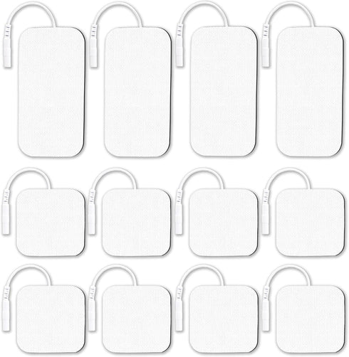 Durable Replacement Pads Compatible with AUVON TENS 7000 TENS Unit, 12 pcs Multiple Sizes
