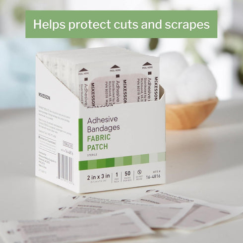 McKesson Adhesive Bandages - Sterile Fabric Patch, 2 in x 3 in, 50 Count