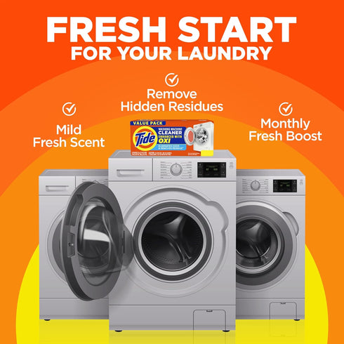 Tide Washing Machine Cleaner with Oxi, Deep Cleaning Residue & Odor Eliminator for Front and Top Loader, 10 Month Supply
