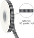 Midi Gingham Ribbon 3/8 Inch Black and White, 50 Continuous Yards Polyester Woven Edge Buffalo Plaid for Crafts