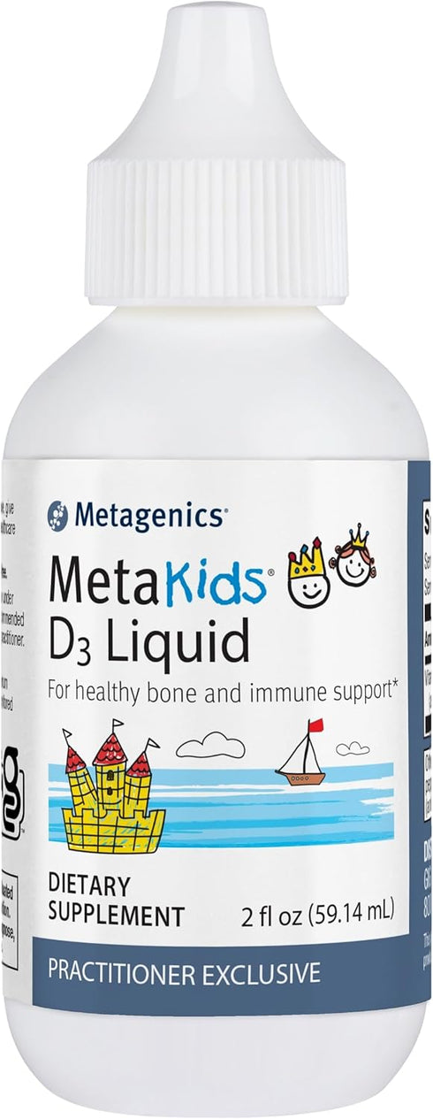 Metagenics MetaKids D3 1000 IU Liquid Vitamin D Supplement, 2 fl oz, Supports Bone and Immune Health, 2,275 Servings