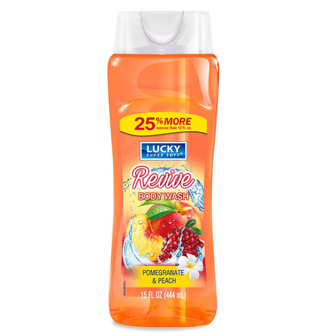 Lucky Super Soft Body Wash, Pomegranate & Peach, 15 Ounce
