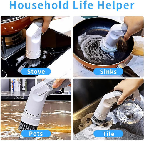 OBEST Electric Spin Scrubber, Cordless Bathroom Scrubber with 2 Replaceable Cleaning Brush Heads for Tub, Tile, Sink,