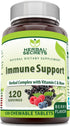 Herbal Secrets Immune Support 120 Count | Vitamin C & Elderberry | Berry Flavor Chewable Tablets