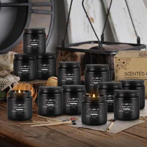 pliadvbu 12PCs Set, 3.05 Black Scented Candles - Aromatherapy Candle Soy Wax Candle for Home Camping & Garden