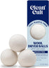 Cleancult Wool Dryer Balls (3 Count) - 100% New Zealand Wool, Biodegradable, Shorten Dry Times, Lasts up to 1000 Loads