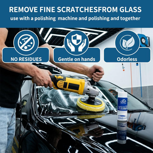 ZXIE-Cloud kit,6.76Fl Oz Glass Polish cerium oxide glass polish compound with polishing brush,glass scratch remove,Oil