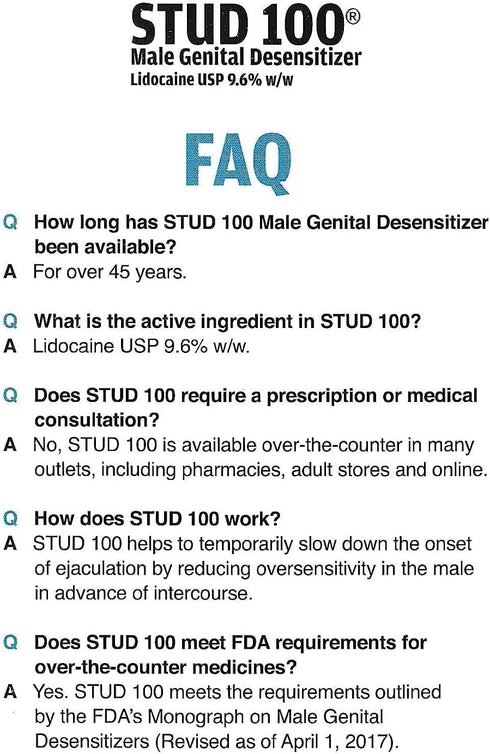 STUD 100 7/16- Male Genital Desensitizer Spray, Fl Ounce Box