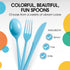 50 Pcs Heavy Duty Light Blue Disposable Plastic Spoons, Light Blue Plastic Cutlery
