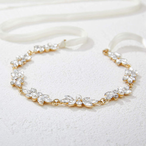 SWEETV Flower Girl Hair Accessories for Wedding, Headband Girls Headpiece Crystal Hair Pieces