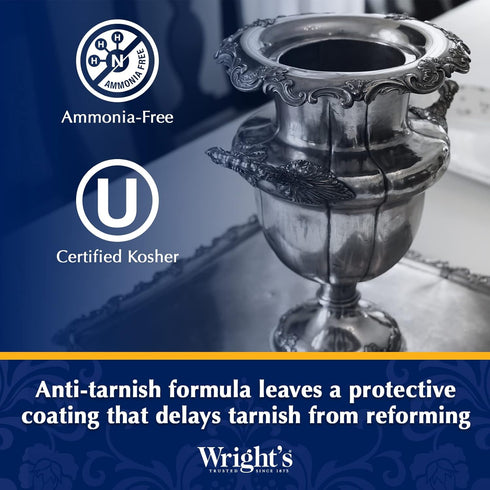 Wright's Silver Cleaner and Polish Cream, 8 Ounce, Ammonia Free, Gently Cleans Jewelry, Pewter, and Silver